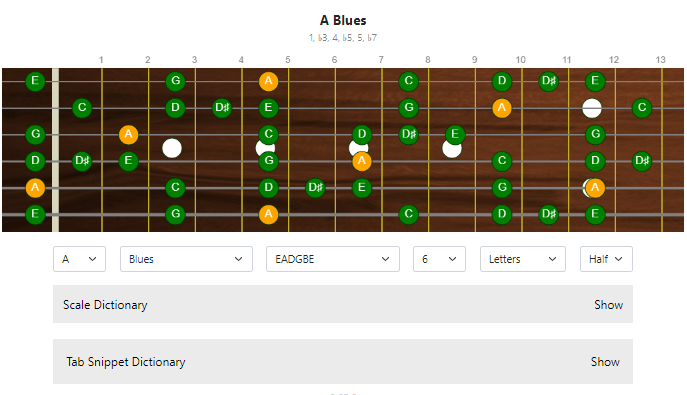 View scales with many options using Best Guitar Scales